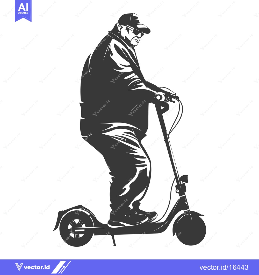 Premium Vector of A Man Riding An Electric Scooter