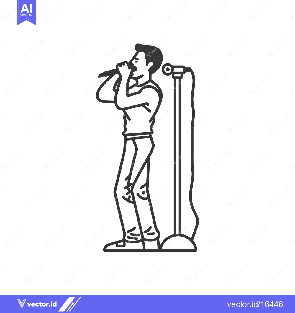 Premium Vector dari A man singing into a microphone on a stand