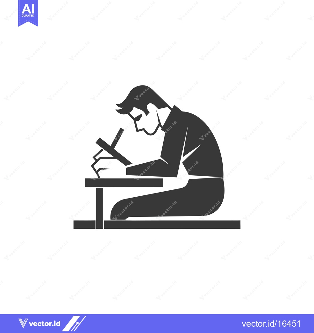 Premium Vector of A man sitting at a desk and writing