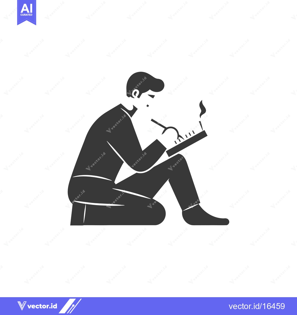 Premium Vector dari A Man Sitting with a Notebook and Writing