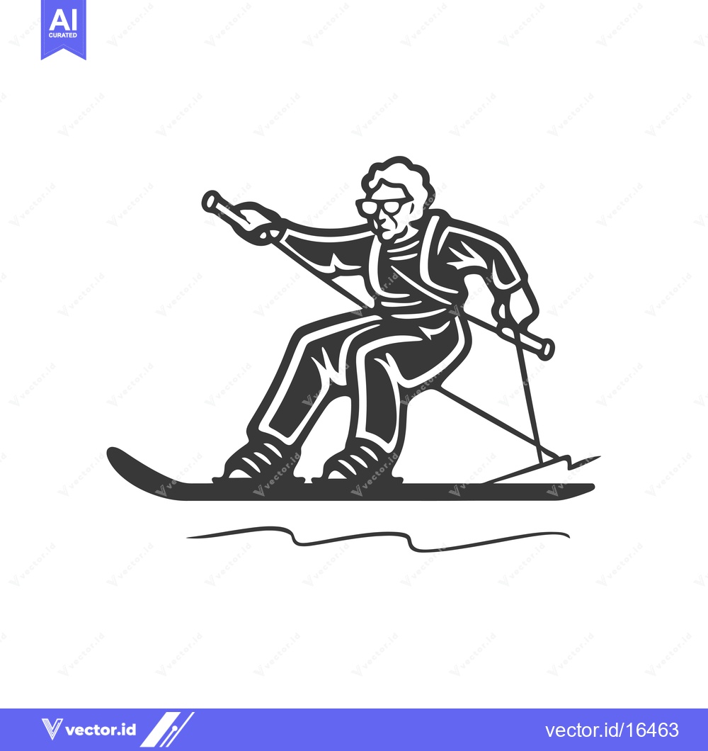 Premium Vector dari A man skiing on a pair of skis with ski poles