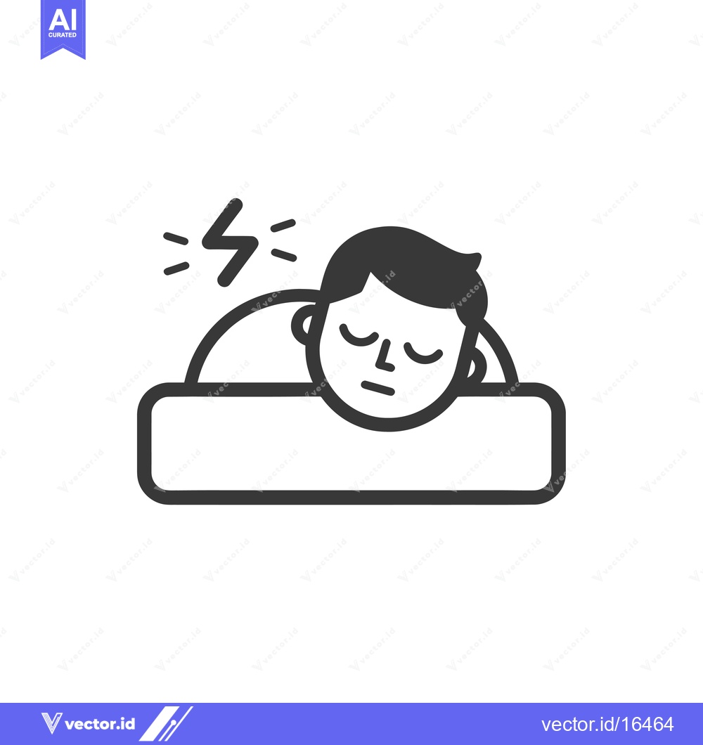 Premium Vector dari A man sleeping in a bed with a lightning bolt above his head
