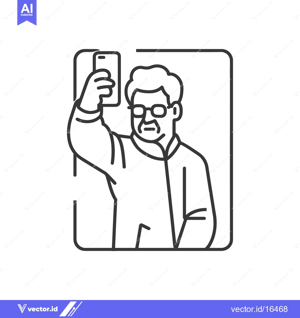 Premium Vector of A Man Taking a Selfie With a Smartphone