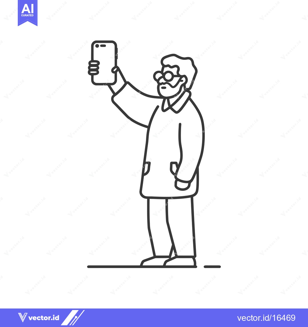 Premium Vector dari A Man Taking a Selfie with a Smartphone