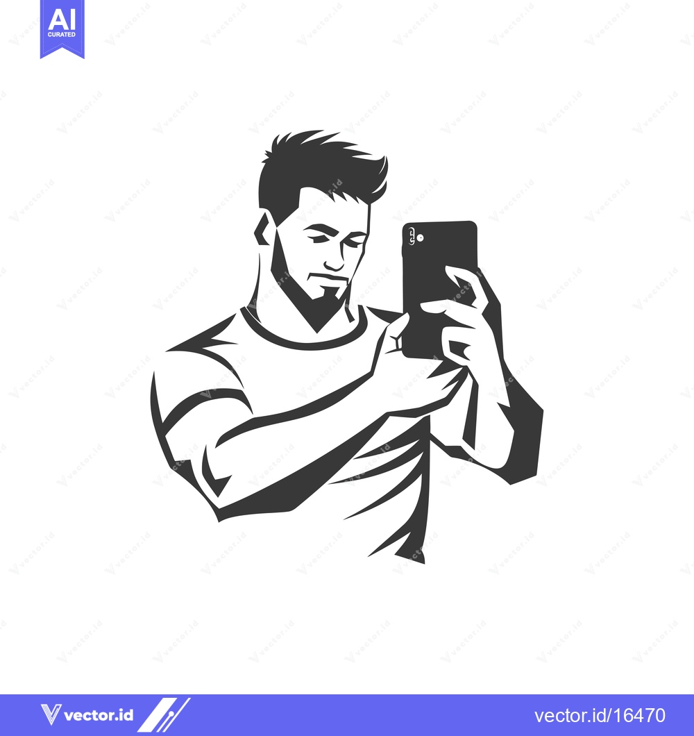 Premium Vector dari A Man Taking a Selfie with a Smartphone
