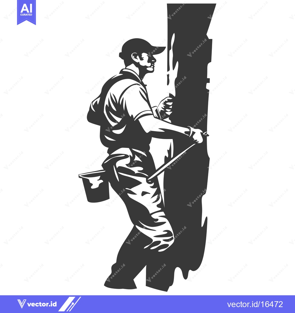 Premium Vector dari A man tapping a tree for sap collection