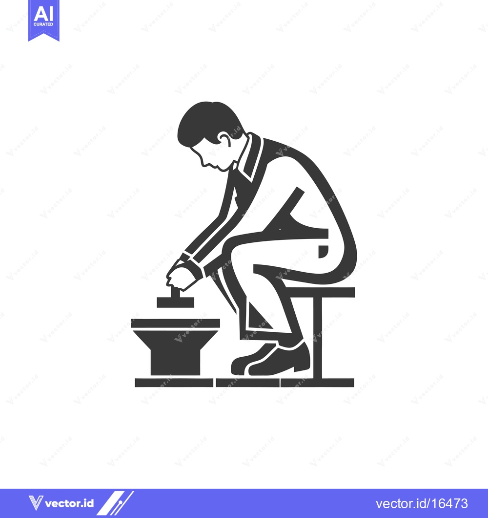 Premium Vector dari A Man Using a Stamp on a Stand