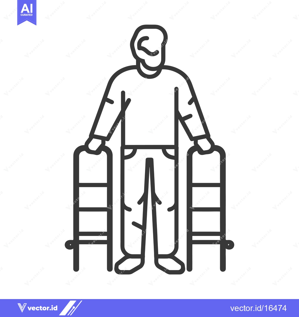 Premium Vector dari A man using a walker to aid mobility
