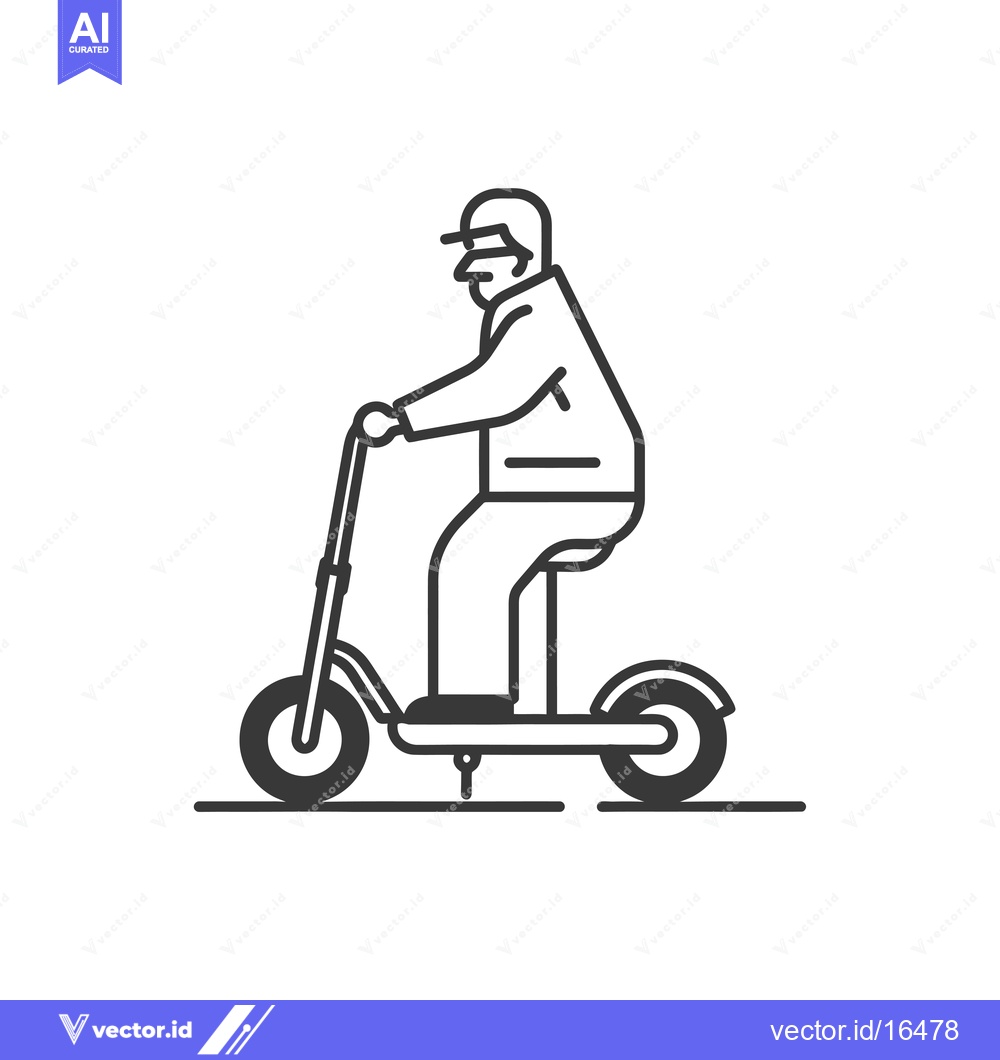 Premium Vector dari A man wearing a cap riding an electric scooter