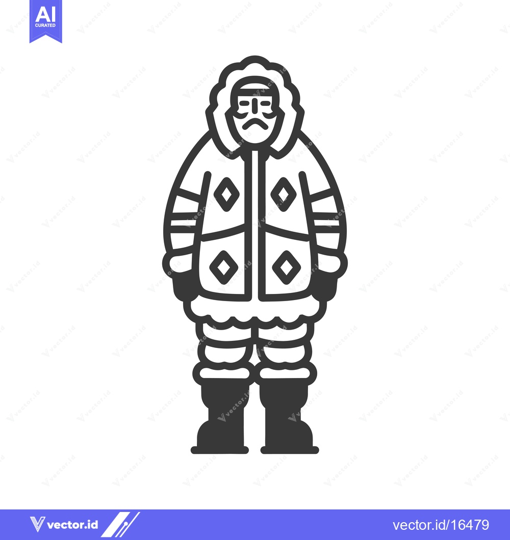Premium Vector dari A man wearing a hooded winter jacket and pants with boots.