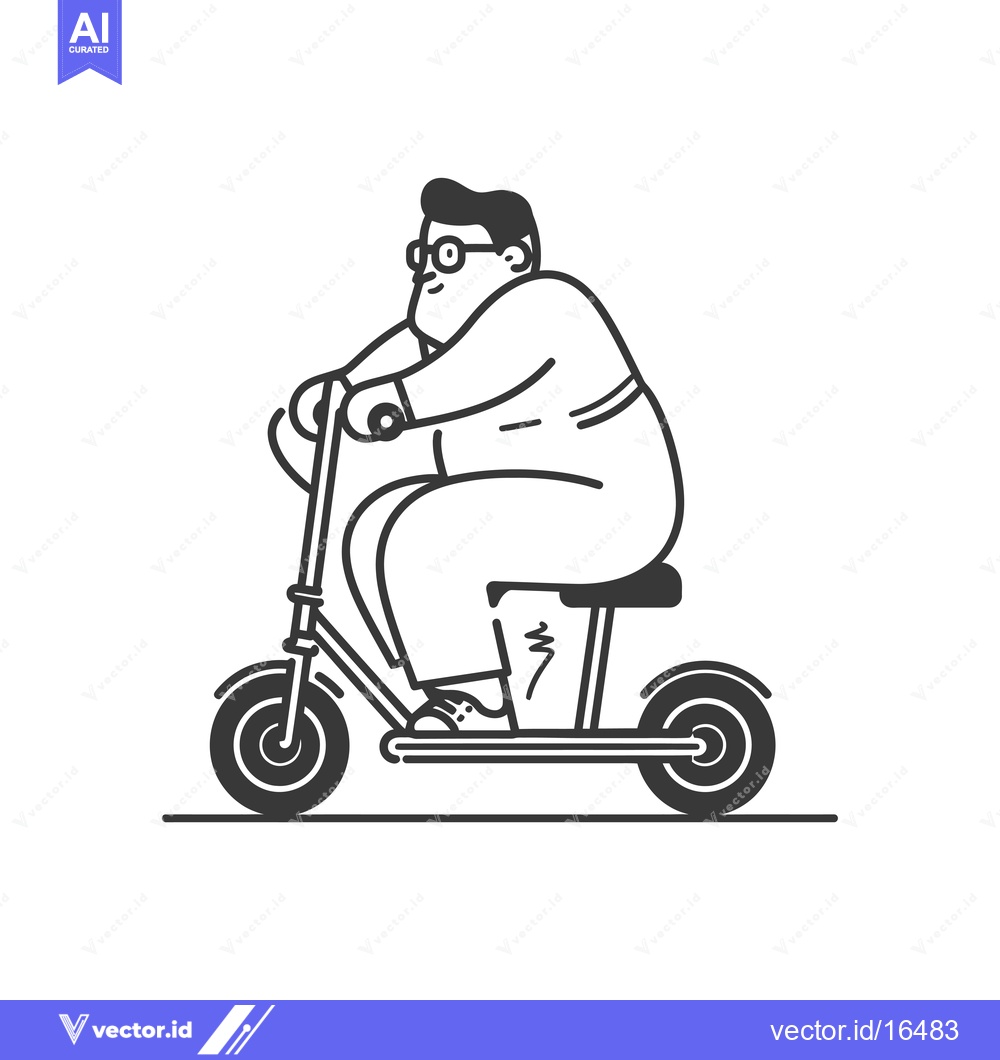Premium Vector of A Man Wearing Glasses Riding an Electric Scooter