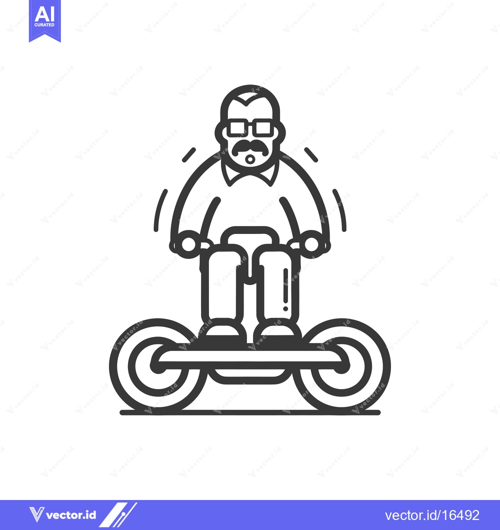 Premium Vector dari A man with a mustache and glasses riding a hoverboard