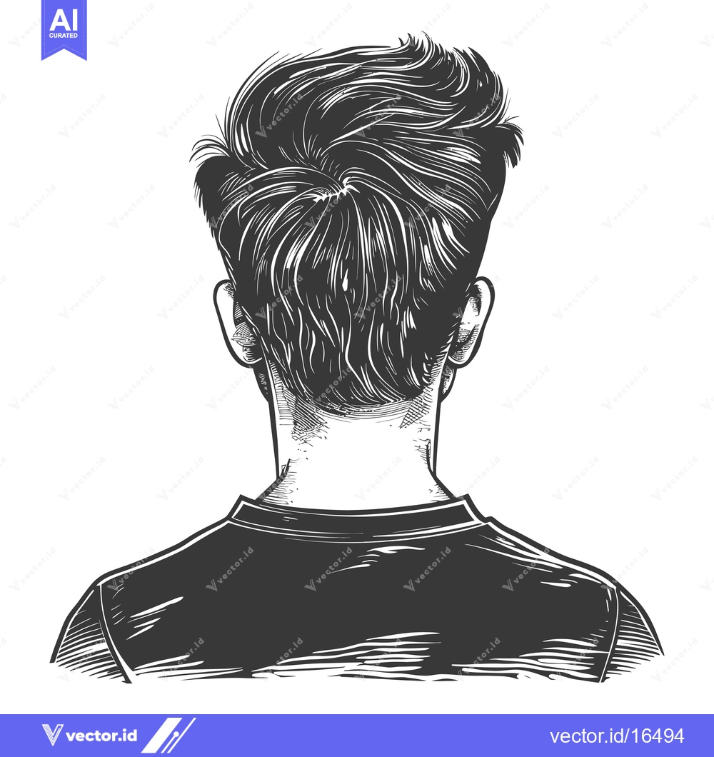Premium Vector dari A man with short, spiky hair, viewed from behind.