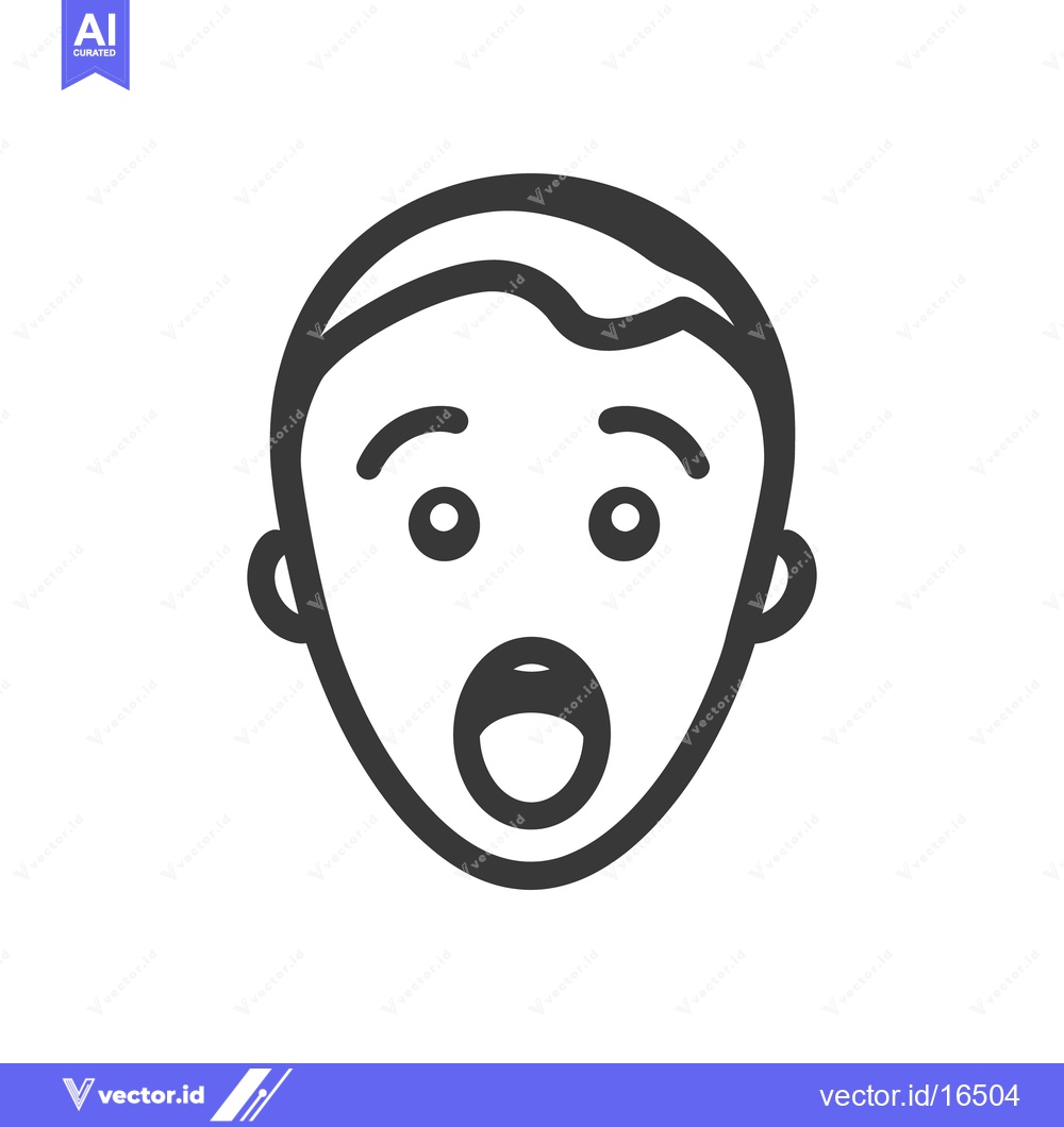 Premium Vector of A simplified illustration of a surprised and open mouthed human face