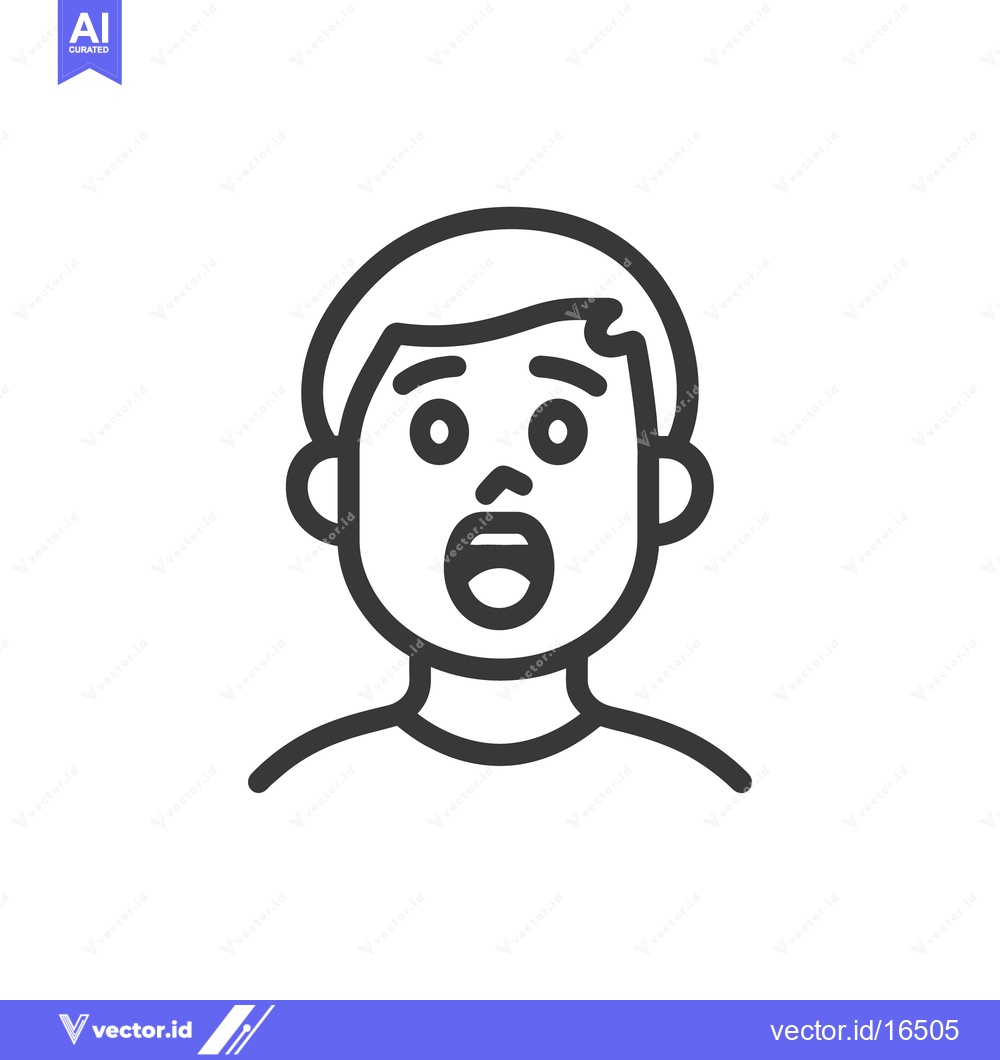 Premium Vector of The Front Facing Illustration Depicts A Surprised Person With Open Mou
