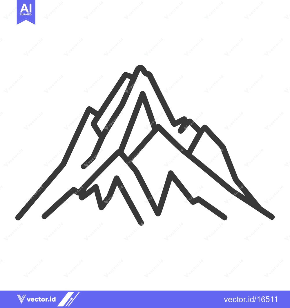 Premium Vector of A simplified line drawing depicting a mountain range silhouette