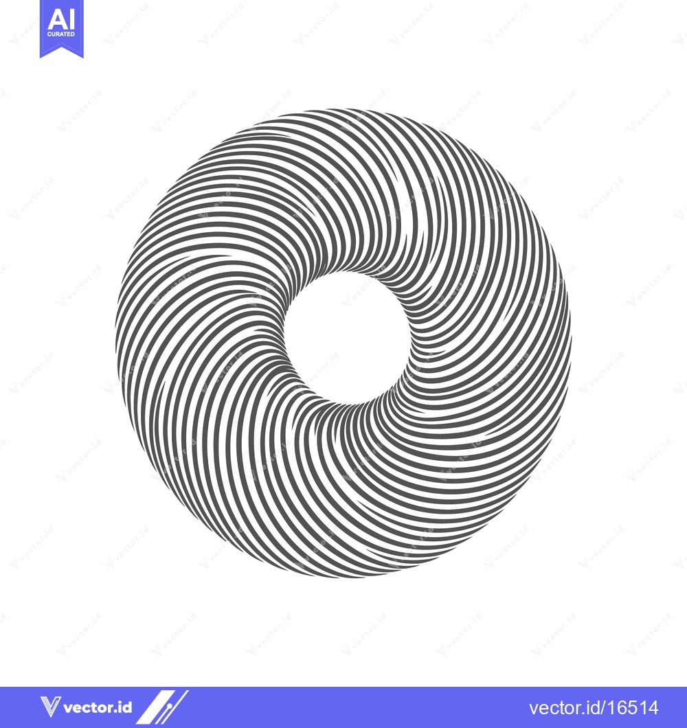 Premium Vector dari An abstract three dimensional donut shape made of lines
