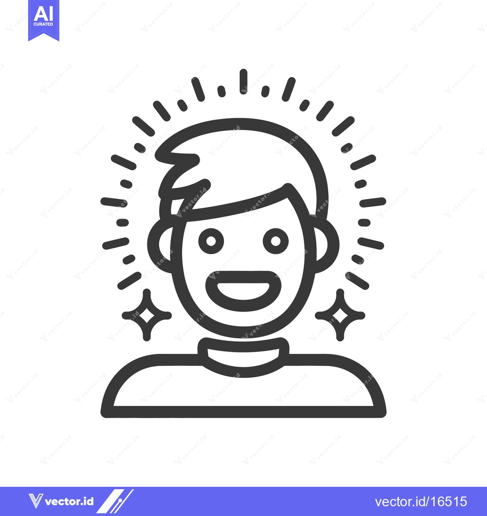 Premium Vector of A smiling person with radiating beams of joy and happiness
