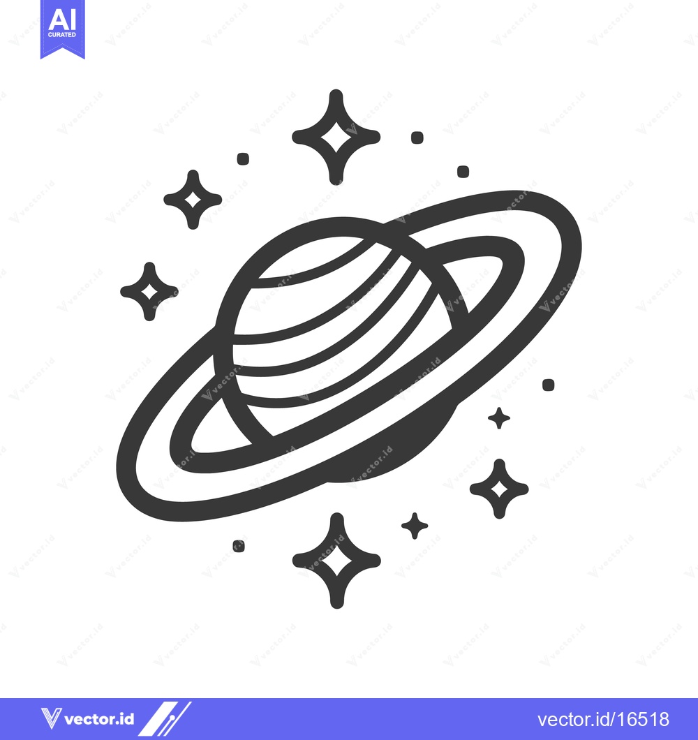 Premium Vector dari A Simple Illustrated Representation Of A Ringed Planet With Stars