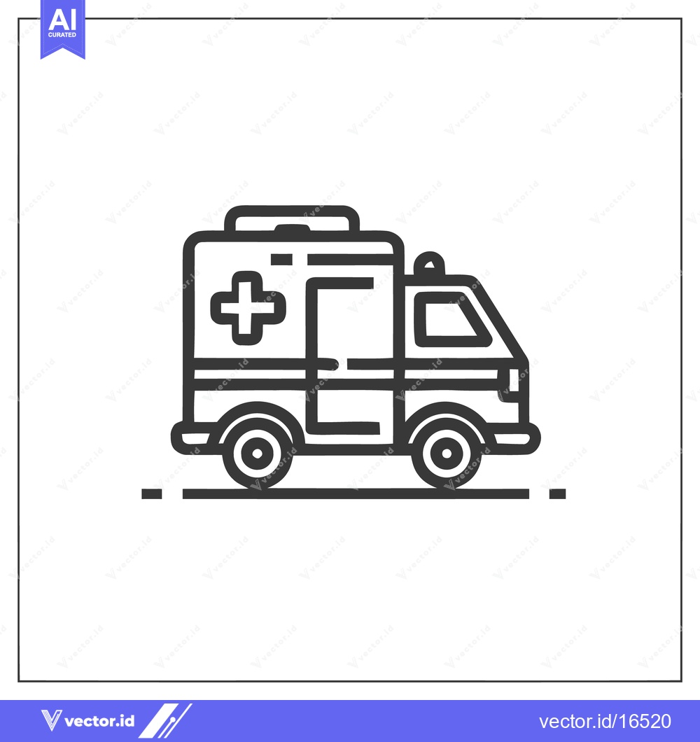Premium Vector dari Minimalist Ambulance Icon: Bold Outline Design on White Background