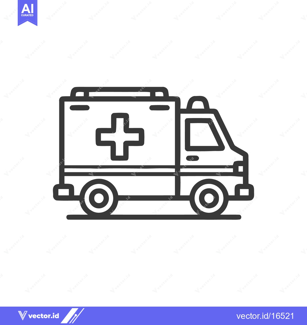 Premium Vector of Minimalist Ambulance Icon: Bold Outline, Medical Symbolism, Emergency