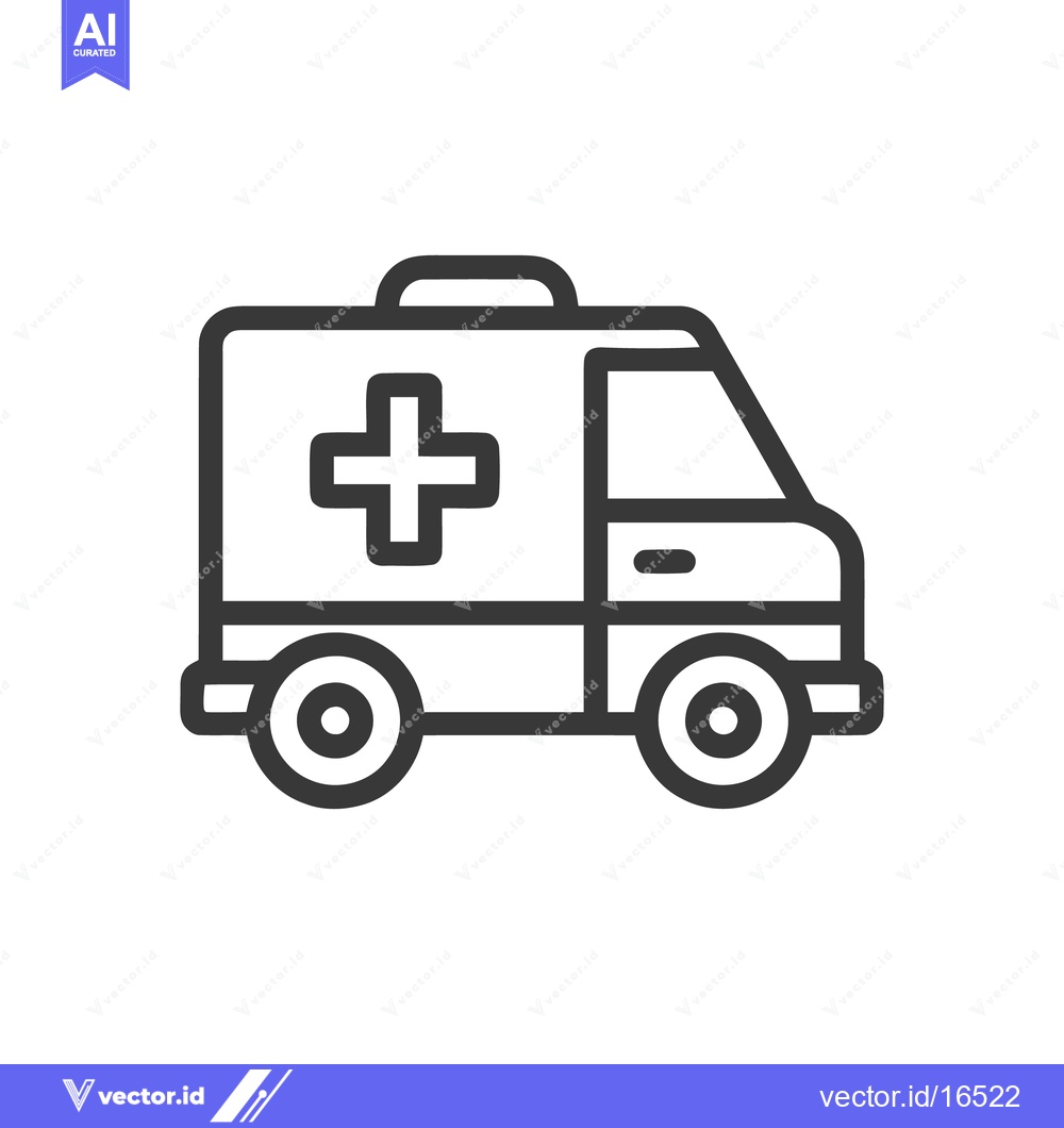 Premium Vector of Minimalist Ambulance Icon: Bold Outline, Medical Symbolism, Emergency