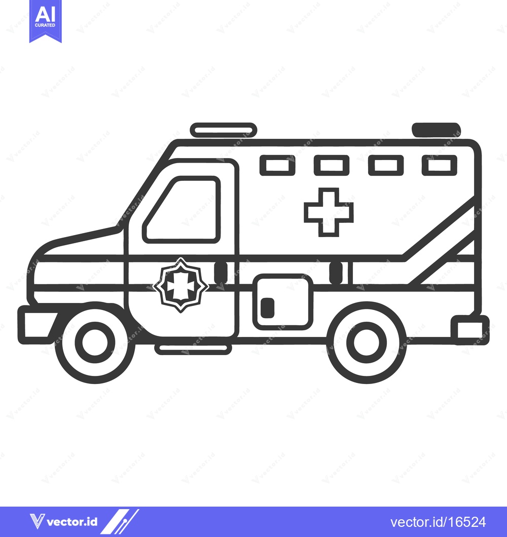 Premium Vector of A black and white illustration of a medical ambulance vehicle