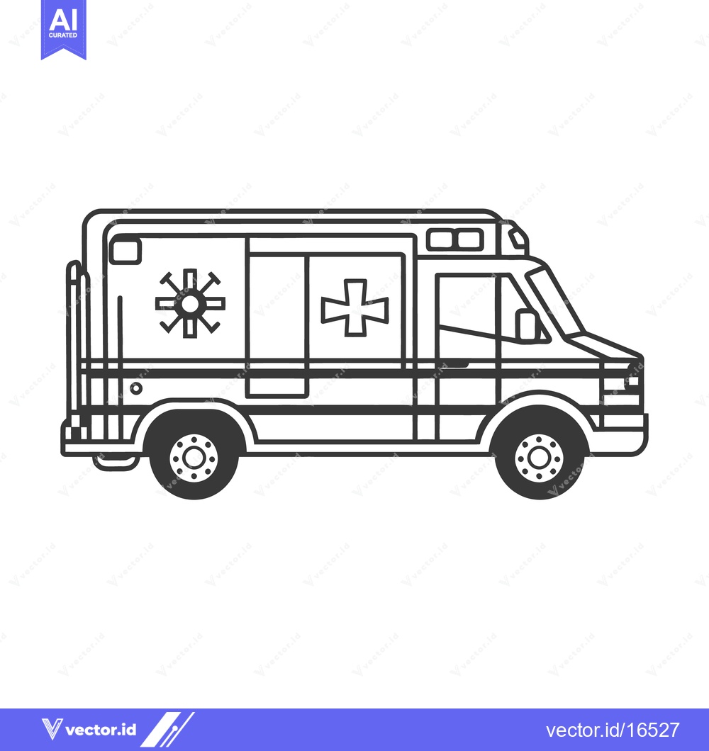 Premium Vector dari A black and white depiction of a medical emergency vehicle