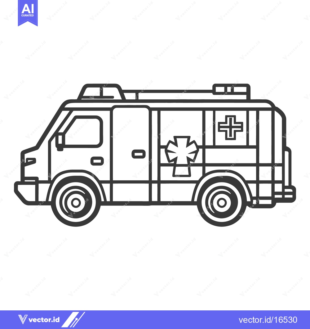 Premium Vector of A black and white illustration of an ambulance vehicle