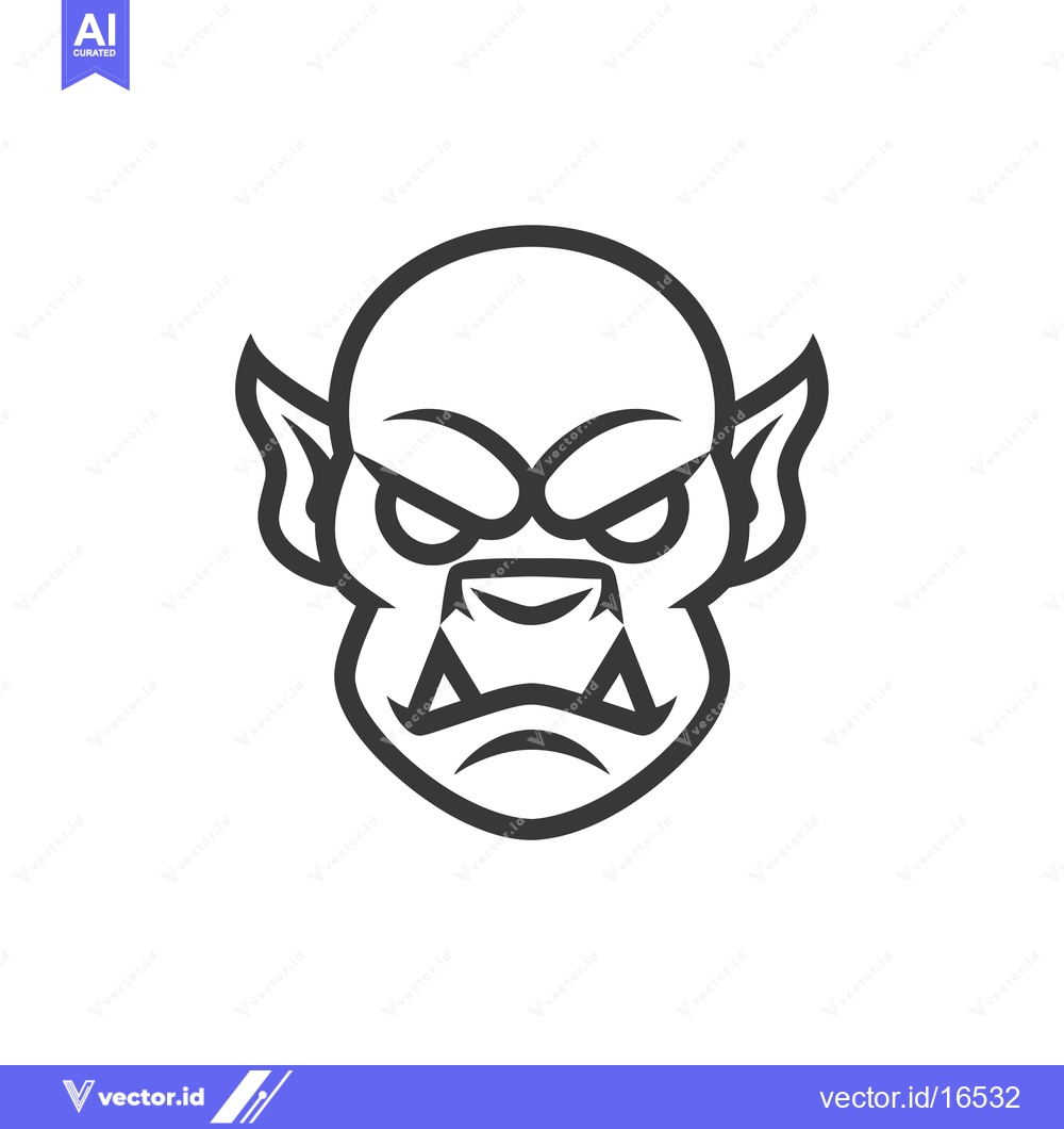 Premium Vector dari A menacing, cartoonish orc face with sharp teeth and pointed ears