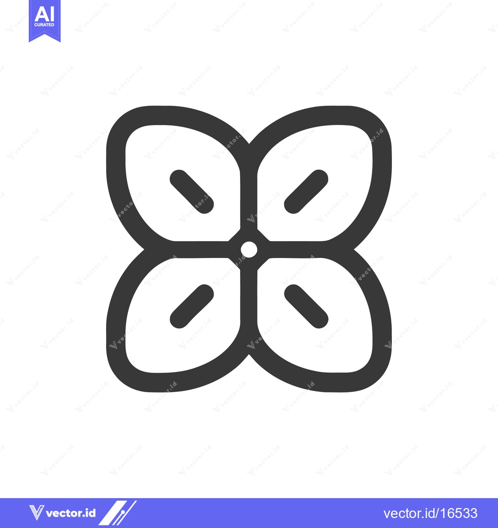 Premium Vector dari Stylized Four-Petal Flower Icon with Rounded Edges and Center Dot