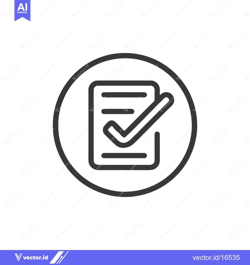 Premium Vector dari Completed Checklist Icon: Dark Outline of Document with Checkmark in C