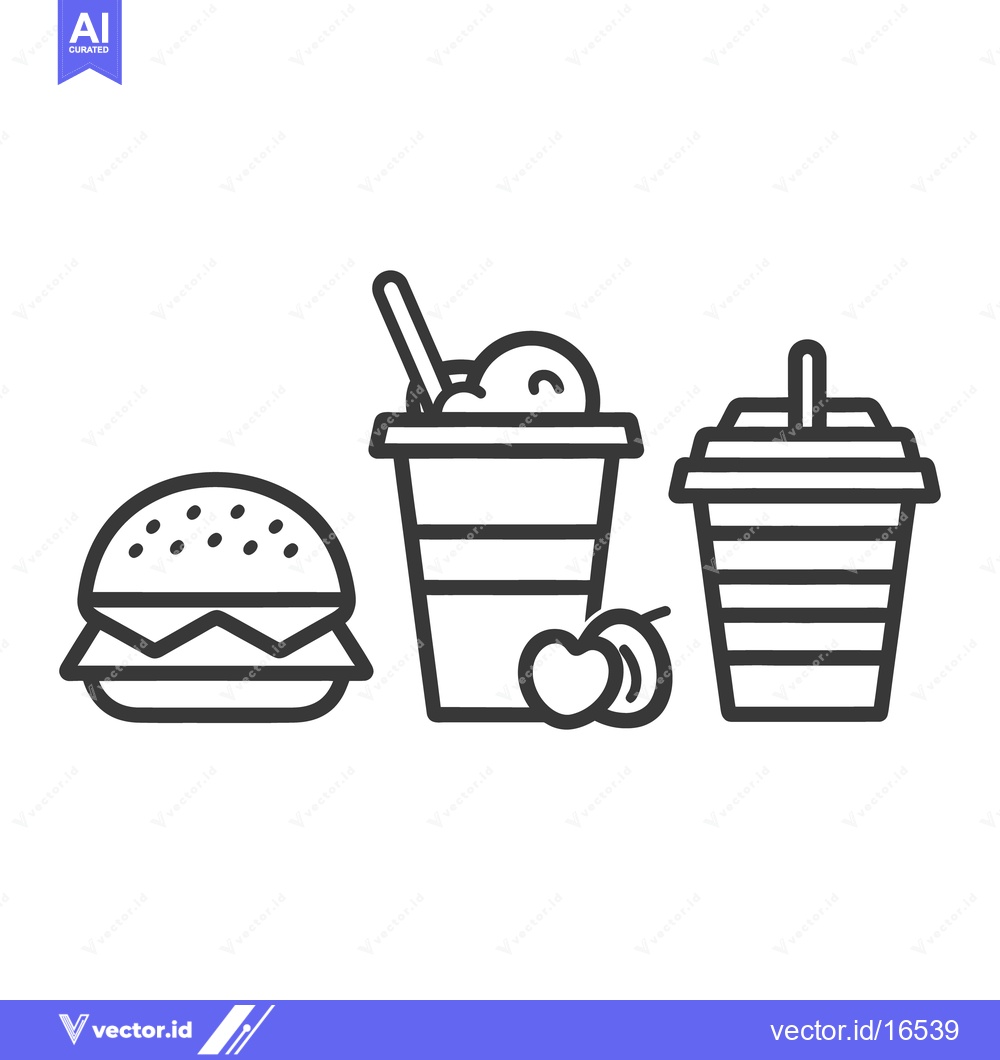 Premium Vector dari Delicious fast food burger drink with cherry dessert design