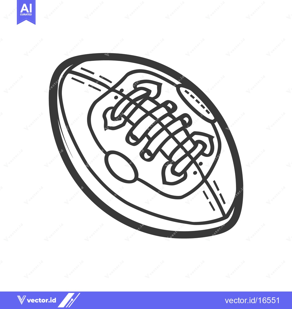 Premium Vector of A detailed illustration of a football in grayscale with laces
