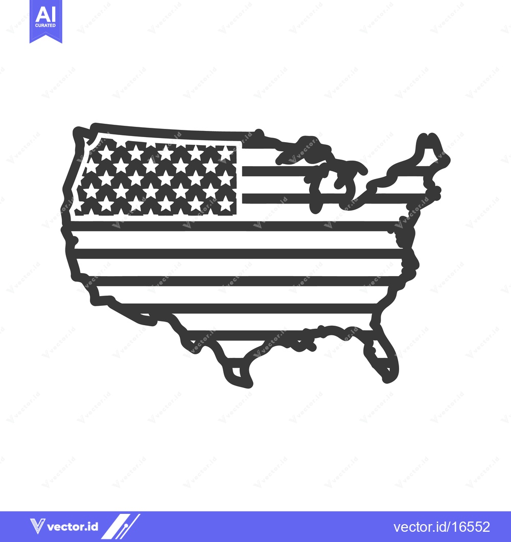 Premium Vector dari An outline of the United States of America with flag detail