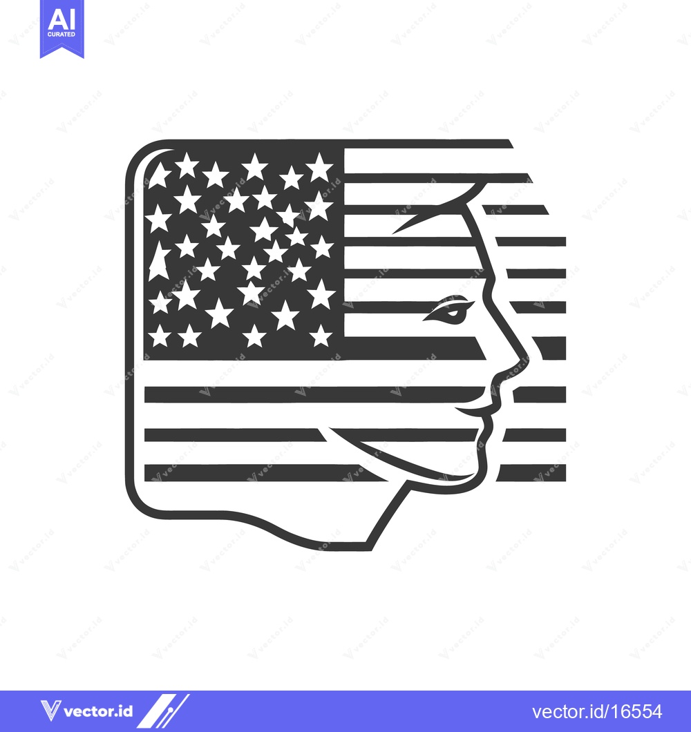 Premium Vector of A human profile merges with an american flag design