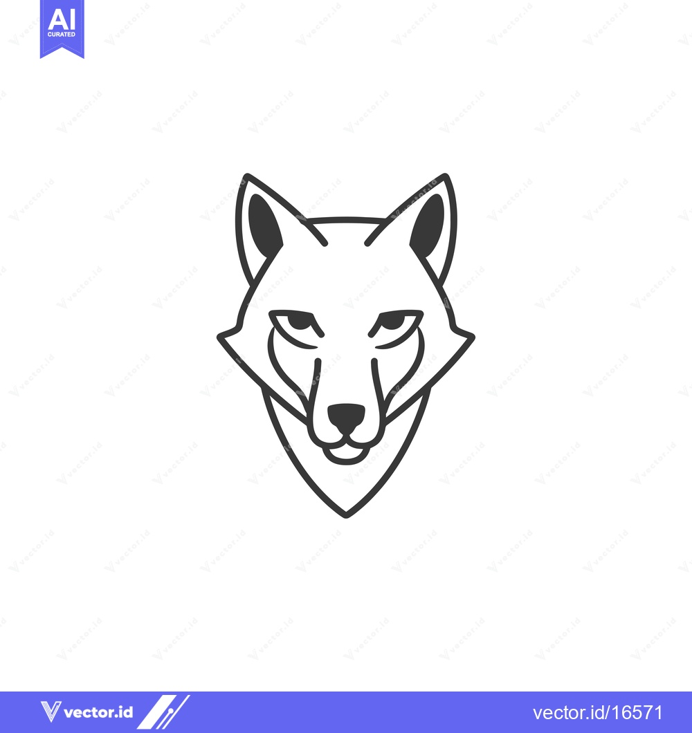 Premium Vector of A minimalist line art illustration of a wolf's head facing forward