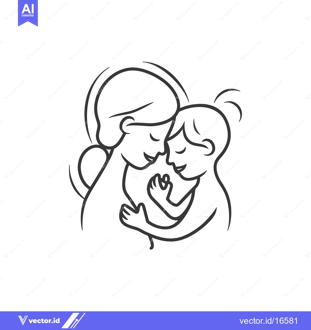 Premium Vector of A Mother and Child Embracing in a Loving Gesture