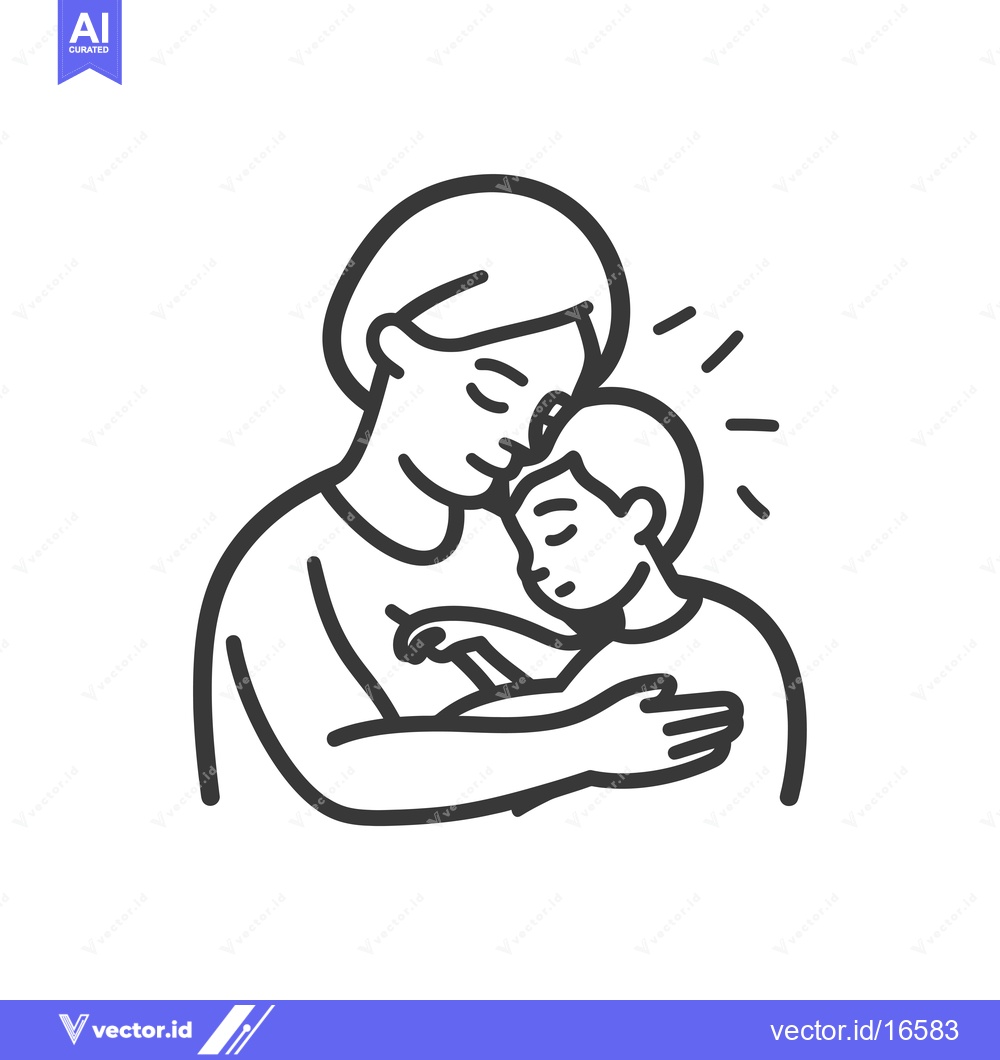 Premium Vector of A Mother Comforting a Sad Child in a Line Drawing
