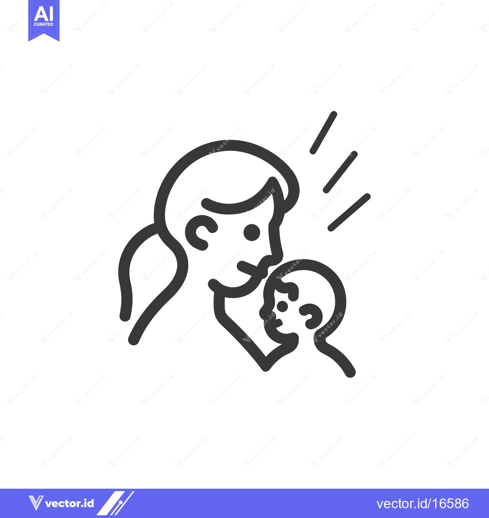 Premium Vector of A Mother Holding and Kissing a Baby with Excitement