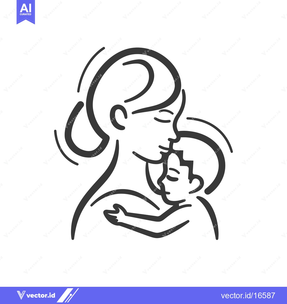 Premium Vector of A Mother Holding and Kissing Her Baby