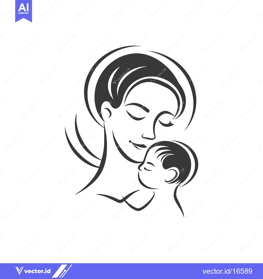 Premium Vector of A Mother Holding Her Sleeping Baby in Her Arms
