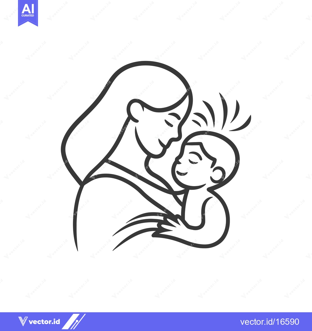 Premium Vector dari A mother lovingly cradles her infant child in her arms.