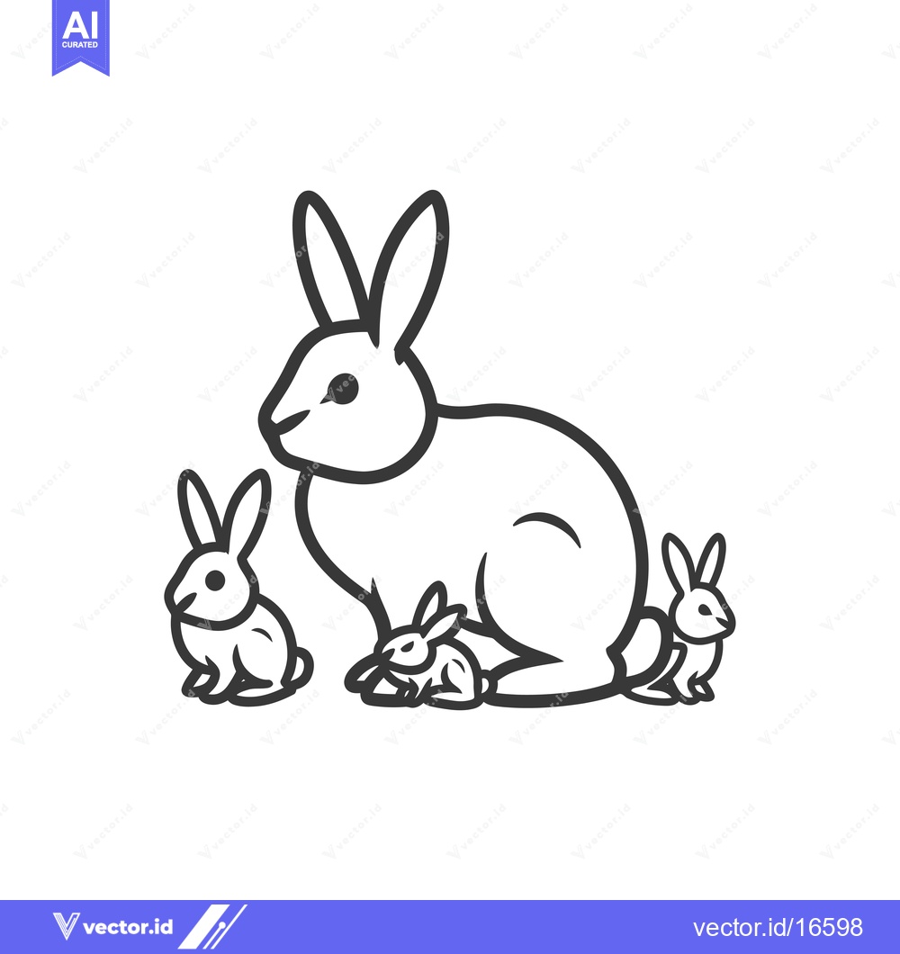 Premium Vector dari A mother rabbit with two baby rabbits