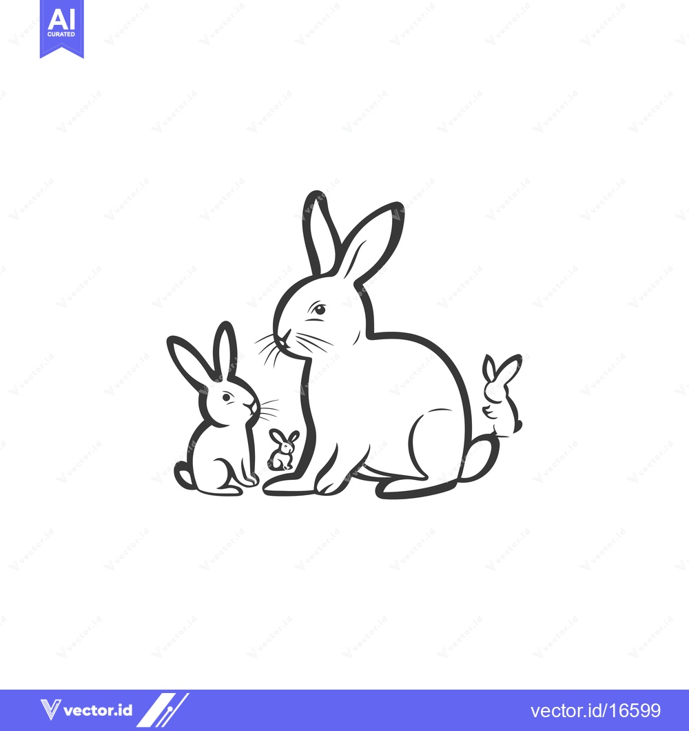 Premium Vector dari A mother rabbit with two little bunnies