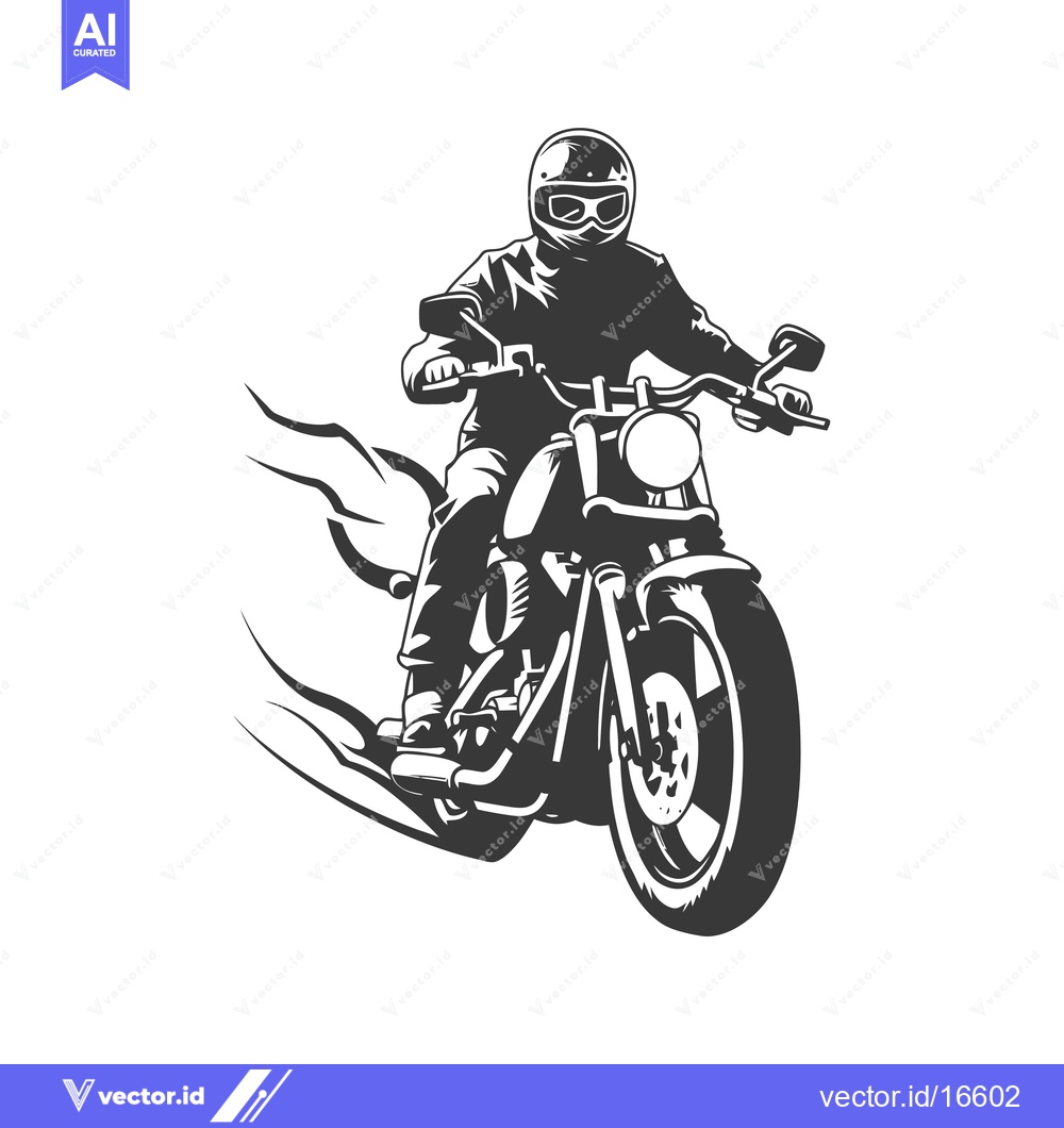 Premium Vector of A motorcycle rider in a helmet and goggles drives a motorcycle with sp