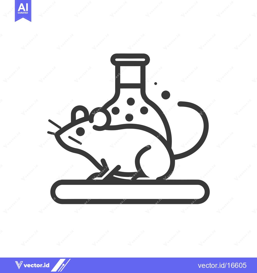 Premium Vector dari A mouse sitting under a flask with bubbling liquid