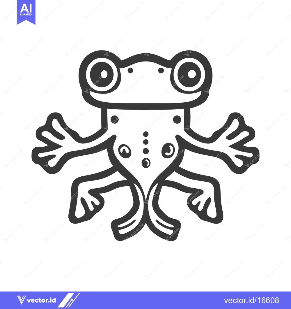 Premium Vector dari A stylized black and white illustration depicting a charming frog