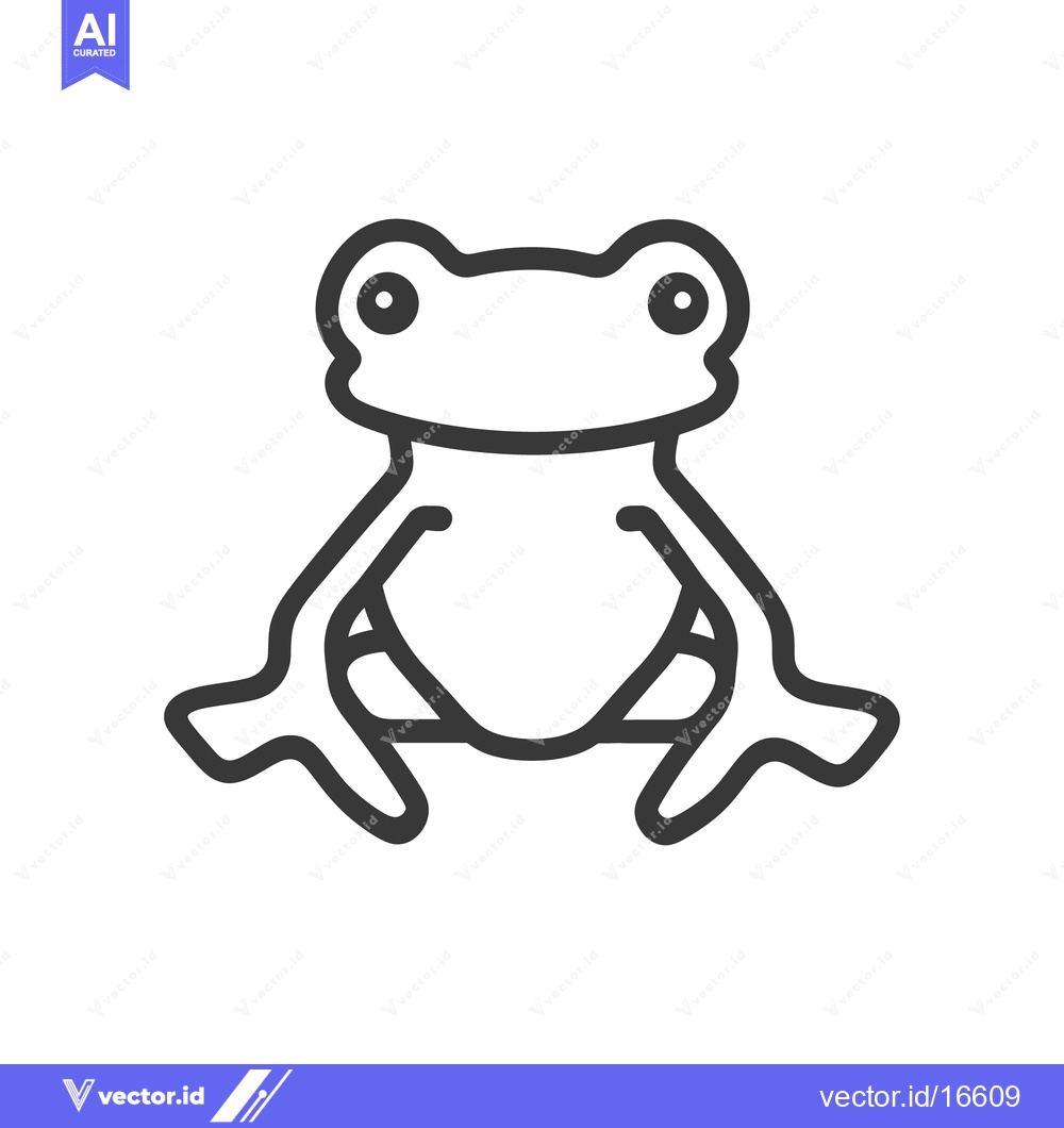 Premium Vector of Simple black and white illustration of a sitting frog