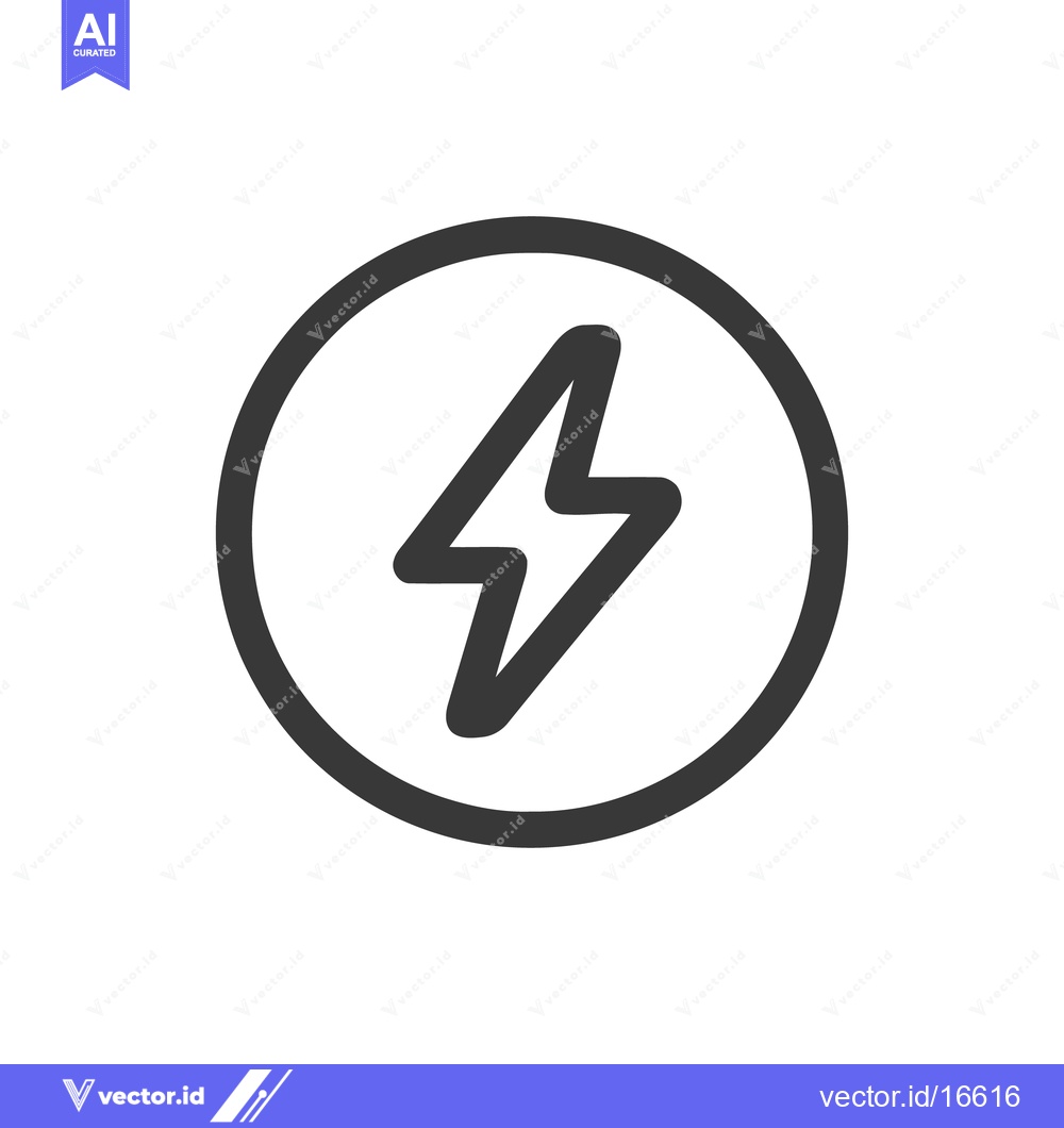 Premium Vector dari Bold Lightning Bolt Icon Encased in a Circle, Minimalist Design
